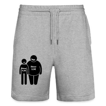 Döner-Preisvergleich – Humorvolles Design für Denk - Stanley/Stella Unisex Bio Joggingshorts Trainer  - Grau meliert - Vorne - Nik (191cm) & Marisol (170cm)