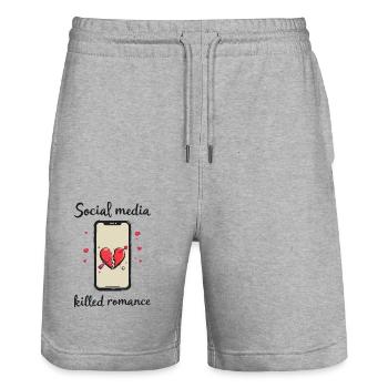 Les médias sociaux ont détruit la romance - Short de jogging bio TRAINER Stanley/Stella unisexe - gris chiné - Devant - Nik (191cm) & Marisol (170cm)