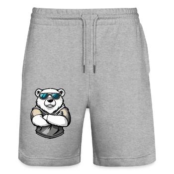 Polar Bear Sunglasses - Stanley/Stella Trainer Unisex Organic Jogging Shorts - heather grey - Front - Nik (191cm) & Marisol (170cm)