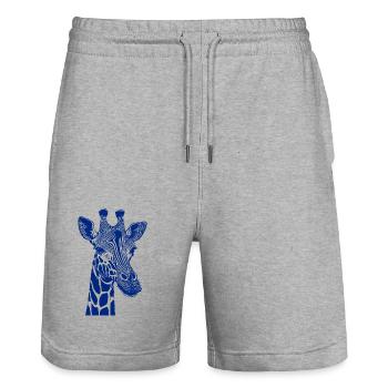 Pop Art Giraffe - Stanley/Stella Trainer Unisex Organic Jogging Shorts - heather grey - Front - Nik (191cm) & Marisol (170cm)