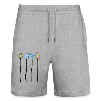 69 Flower Power 70s T Shirts Limited Edition - Stanley/Stella Unisex Bio Joggingshorts Trainer  - Grau meliert - Vorne - Nik (191cm) & Marisol (170cm)