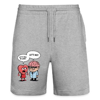 L’amour et le cerveau - Short de jogging bio TRAINER Stanley/Stella unisexe - gris chiné - Devant - Nik (191cm) & Marisol (170cm)