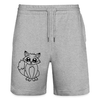Fuchs Rotfuchs Wildes Tier Schlauer Wald Bewohner - Stanley/Stella Unisex Bio Joggingshorts Trainer  - Grau meliert - Vorne - Nik (191cm) & Marisol (170cm)
