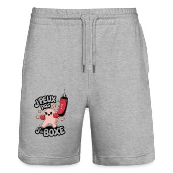 J' peux pas j'ai boxe - Short de jogging bio TRAINER Stanley/Stella unisexe - gris chiné - Devant - Nik (191cm) & Marisol (170cm)