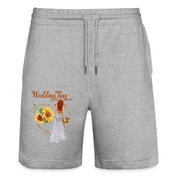 SunFlower Wedding Day - Stanley/Stella Trainer Unisex Organic Jogging Shorts - heather grey - Front - Nik (191cm) & Marisol (170cm)