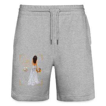 Happy Wedding Day - Stanley/Stella Trainer Unisex Organic Jogging Shorts - heather grey - Front - Nik (191cm) & Marisol (170cm)
