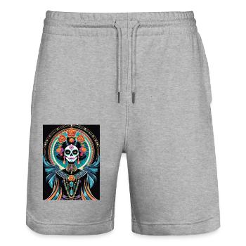 LA CATRINA DELUXE - Short de jogging bio TRAINER Stanley/Stella unisexe - gris chiné - Devant - Nik (191cm) & Marisol (170cm)