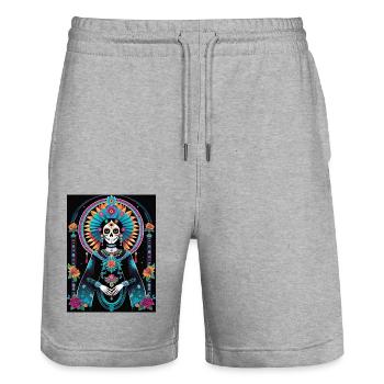 LA CATRINA DELUXE - Short de jogging bio TRAINER Stanley/Stella unisexe - gris chiné - Devant - Nik (191cm) & Marisol (170cm)