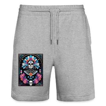 LA CATRINA DELUXE - Short de jogging bio TRAINER Stanley/Stella unisexe - gris chiné - Devant - Nik (191cm) & Marisol (170cm)