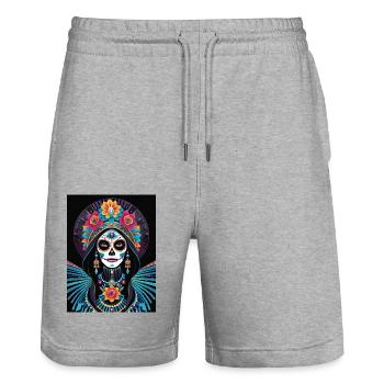 LA CATRINA DELUXE - Short de jogging bio TRAINER Stanley/Stella unisexe - gris chiné - Devant - Nik (191cm) & Marisol (170cm)