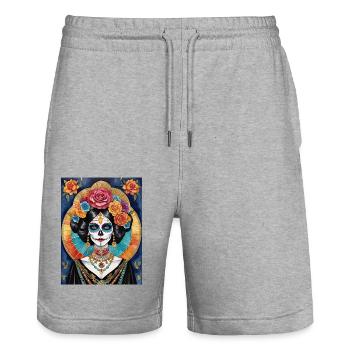 LA CATRINA DELUXE - Short de jogging bio TRAINER Stanley/Stella unisexe - gris chiné - Devant - Nik (191cm) & Marisol (170cm)