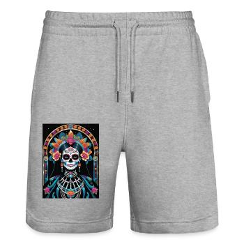 LA CATRINA DELUXE - Short de jogging bio TRAINER Stanley/Stella unisexe - gris chiné - Devant - Nik (191cm) & Marisol (170cm)