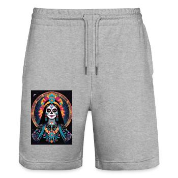 LA CATRINA DELUXE - Short de jogging bio TRAINER Stanley/Stella unisexe - gris chiné - Devant - Nik (191cm) & Marisol (170cm)