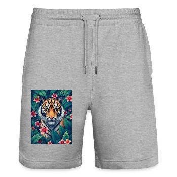 The Tiger never sleep - Stanley/Stella Unisex Bio Joggingshorts Trainer  - Grau meliert - Vorne - Nik (191cm) & Marisol (170cm)