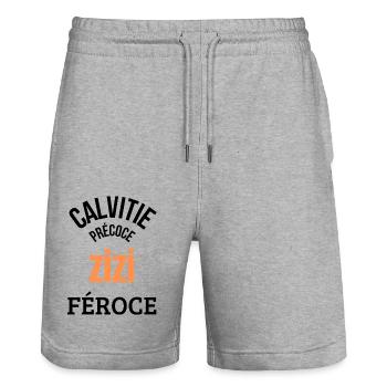 Histoire de chauve - Short de jogging bio TRAINER Stanley/Stella unisexe - gris chiné - Devant - Nik (191cm) & Marisol (170cm)