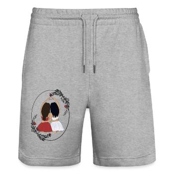Meilleur ami - Short de jogging bio TRAINER Stanley/Stella unisexe - gris chiné - Devant - Nik (191cm) & Marisol (170cm)