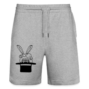 Bunny Monster Wizard Top Hat Evil Horror Fun - Stanley/Stella Trainer Unisex Organic Jogging Shorts - heather grey - Front - Nik (191cm) & Marisol (170cm)