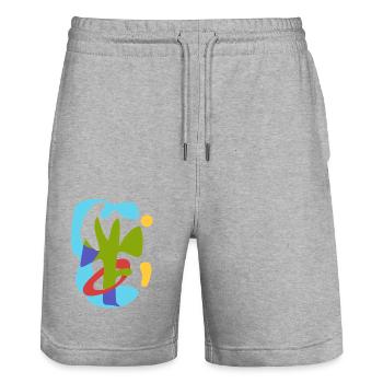 Sommer Tropical Wave - Vintage Abstraktes Bauhaus - Stanley/Stella Unisex Bio Joggingshorts Trainer  - Grau meliert - Vorne - Nik (191cm) & Marisol (170cm)