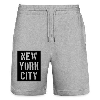 New York City - NYC - Manhattan - Brooklyn - Bronx - Stanley/Stella Trainer Unisex Organic Jogging Shorts - heather grey - Front - Nik (191cm) & Marisol (170cm)