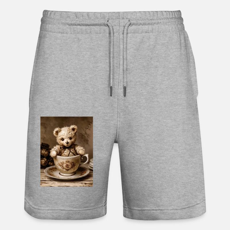 Der Hüter der Teetasse - Stanley/Stella Unisex Bio Joggingshorts Trainer  - Grau meliert