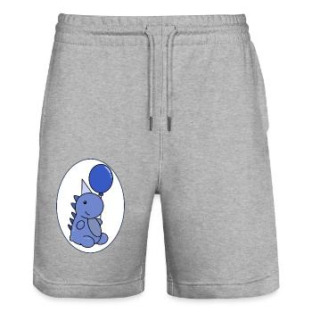 Geburtstag Dino - Stanley/Stella Unisex Bio Joggingshorts Trainer  - Grau meliert - Vorne - Nik (191cm) & Marisol (170cm)