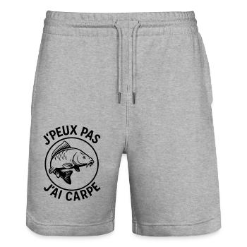 Ich kann nicht, ich habe Karpfen - Stanley/Stella Unisex Bio Joggingshorts Trainer  - Grau meliert - Vorne - Nik (191cm) & Marisol (170cm)