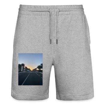 IMG 5976 - Stanley/Stella Unisex Bio Joggingshorts Trainer  - Grau meliert - Vorne - Nik (191cm) & Marisol (170cm)
