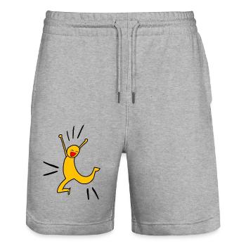 Yellow joy O - Stanley/Stella Unisex Bio Joggingshorts Trainer  - Grau meliert - Vorne - Nik (191cm) & Marisol (170cm)