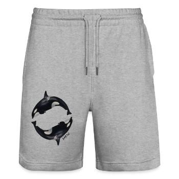 Orca1 - Stanley/Stella Unisex Bio Joggingshorts Trainer  - Grau meliert - Vorne - Nik (191cm) & Marisol (170cm)