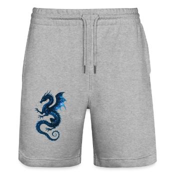 Himmlischer Drache – Sternenhimmel Kosmische Bestie Illustration - Stanley/Stella Unisex Bio Joggingshorts Trainer  - Grau meliert - Vorne - Nik (191cm) & Marisol (170cm)