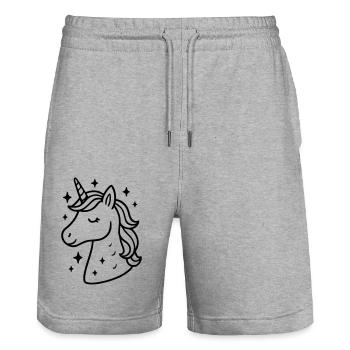 La licorne enchantée - Short de jogging bio TRAINER Stanley/Stella unisexe - gris chiné - Devant - Nik (191cm) & Marisol (170cm)
