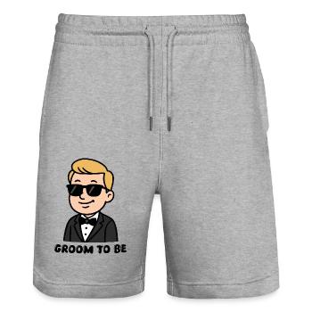 Bräutigam Hochzeit Comic - Stanley/Stella Unisex Bio Joggingshorts Trainer  - Grau meliert - Vorne - Nik (191cm) & Marisol (170cm)