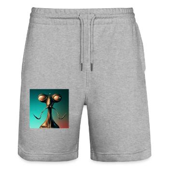 Alien artwork by Bruederchen - Stanley/Stella Unisex Bio Joggingshorts Trainer  - Grau meliert - Vorne - Nik (191cm) & Marisol (170cm)