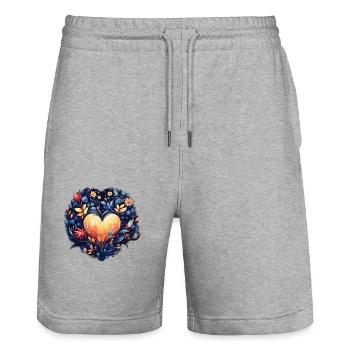 Garden of Love - Stanley/Stella Trainer Unisex Organic Jogging Shorts - heather grey - Front - Nik (191cm) & Marisol (170cm)
