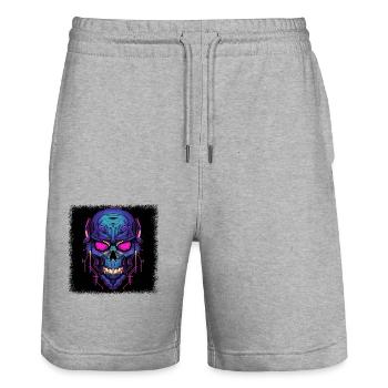 cool dead skull present sayings love gift idea - Stanley/Stella Trainer Unisex Organic Jogging Shorts - heather grey - Front - Nik (191cm) & Marisol (170cm)
