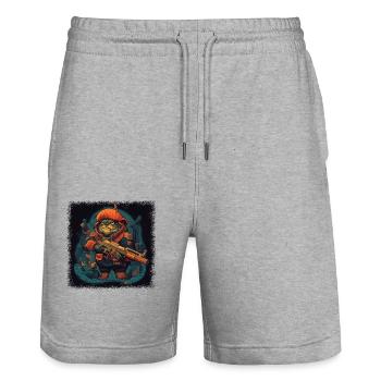 animal geek cool pet beaver tshirt present - Stanley/Stella Unisex Bio Joggingshorts Trainer  - Grau meliert - Vorne - Nik (191cm) & Marisol (170cm)