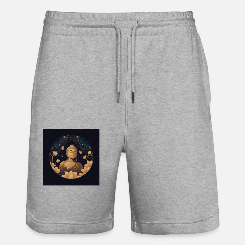 Buddha Artwork Classic - Stanley/Stella Unisex Bio Joggingshorts Trainer  - Grau meliert