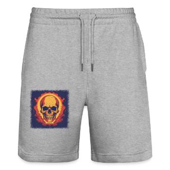 skateboarding love geek present idea exoskeletal - Stanley/Stella Unisex Bio Joggingshorts Trainer  - Grau meliert - Vorne - Nik (191cm) & Marisol (170cm)