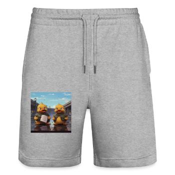 Lustighausen - Comic Style Ducks - Stanley/Stella Unisex Bio Joggingshorts Trainer  - Grau meliert - Vorne - Nik (191cm) & Marisol (170cm)