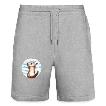 Otter im Kreis - Stanley/Stella Unisex Bio Joggingshorts Trainer  - Grau meliert - Vorne - Nik (191cm) & Marisol (170cm)