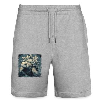 Cadeau Awesome Earth Planet Climate Animal Park - Short de jogging bio TRAINER Stanley/Stella unisexe - gris chiné - Devant - Nik (191cm) & Marisol (170cm)