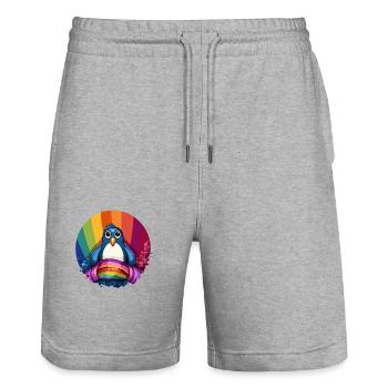Penguin Pride: A sign of diversity - Stanley/Stella Trainer Unisex Organic Jogging Shorts - heather grey - Front - Nik (191cm) & Marisol (170cm)