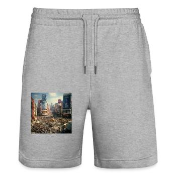 Tokyo le jour - Short de jogging bio TRAINER Stanley/Stella unisexe - gris chiné - Devant - Nik (191cm) & Marisol (170cm)
