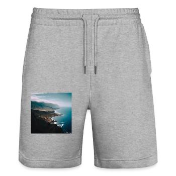 Île de Tenerife - Short de jogging bio TRAINER Stanley/Stella unisexe - gris chiné - Devant - Nik (191cm) & Marisol (170cm)