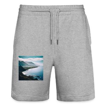 Insel-Küstengebirge - Stanley/Stella Unisex Bio Joggingshorts Trainer  - Grau meliert - Vorne - Nik (191cm) & Marisol (170cm)
