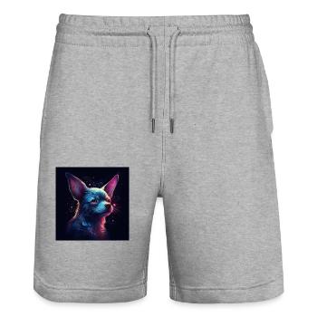 Chihuahua art - Stanley/Stella Trainer Unisex Organic Jogging Shorts - heather grey - Front - Nik (191cm) & Marisol (170cm)