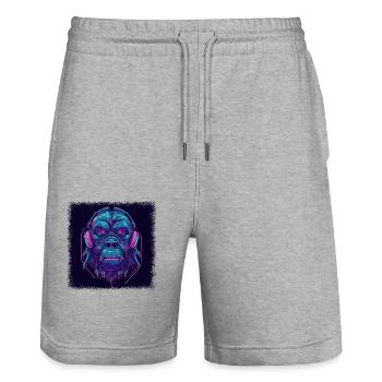 Anniversaire Singe Ape Cadeau Happy Statement Bday - Short de jogging bio TRAINER Stanley/Stella unisexe - gris chiné - Devant - Nik (191cm) & Marisol (170cm)