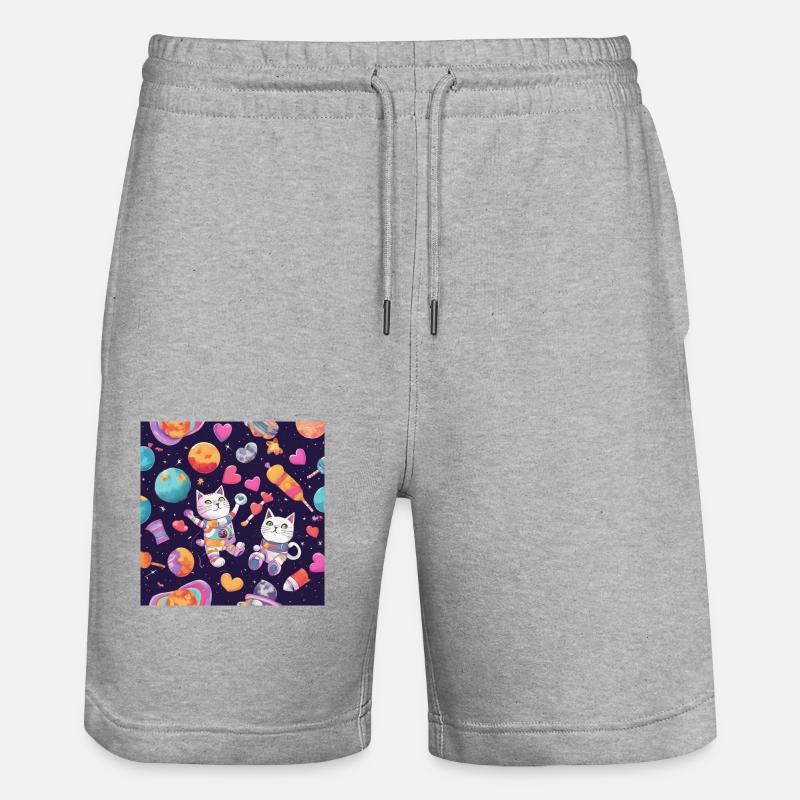 Chat dans l’espace Vol.2 - Short de jogging bio TRAINER Stanley/Stella unisexe - gris chiné
