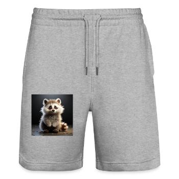 Waschbär - Stanley/Stella Unisex Bio Joggingshorts Trainer  - Grau meliert - Vorne - Nik (191cm) & Marisol (170cm)