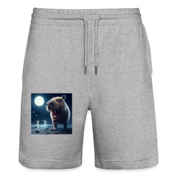Zombie Capybara - Stanley/Stella Unisex Bio Joggingshorts Trainer  - Grau meliert - Vorne - Nik (191cm) & Marisol (170cm)